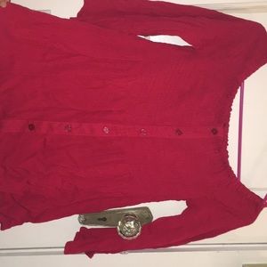 Red Mid-Sleeve Top